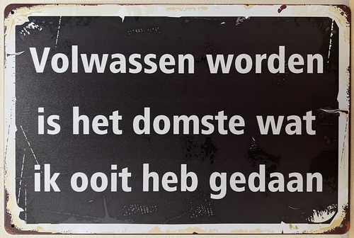 Volwassen Worden Domste Ooit wandbord metaal