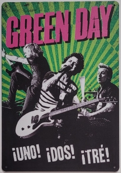 Green Day Uno Dos Tre metalen reclamebord