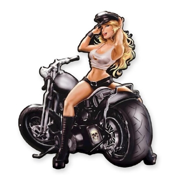 Zwarte motor pinup metalen bord uitgesneden