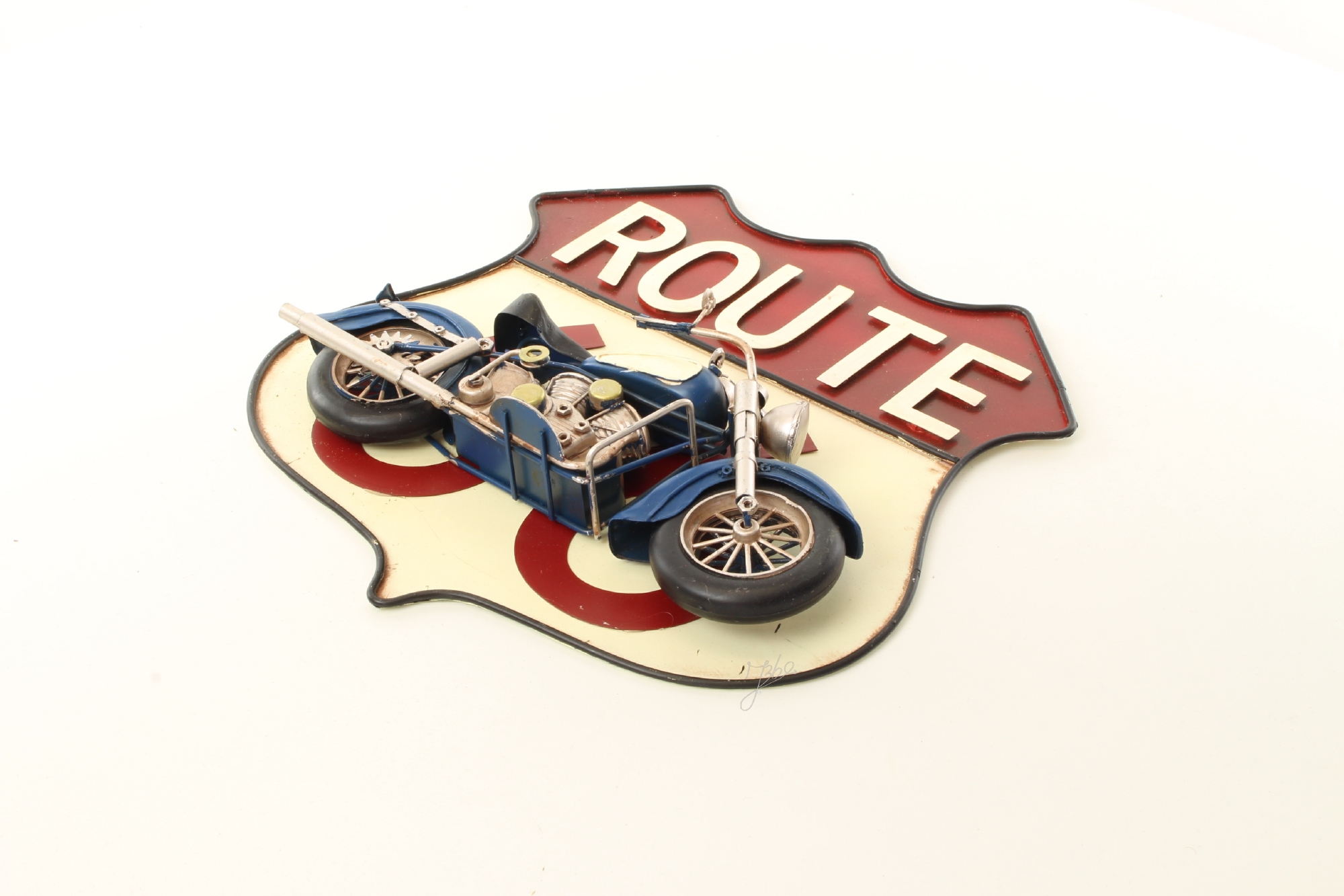 Route 66 motor 3d metalen wandbord