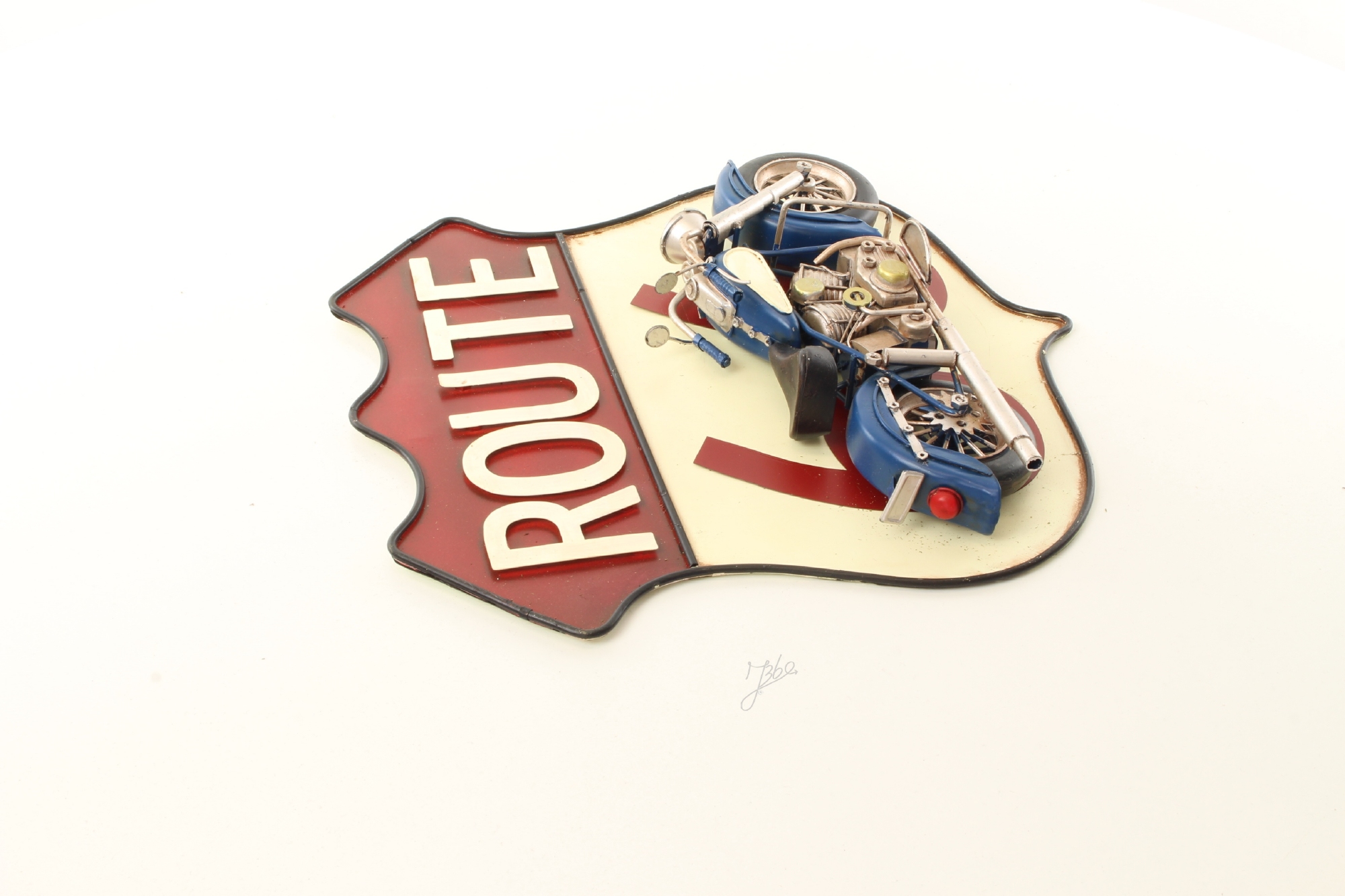 Route 66 motor 3d metalen wandbord